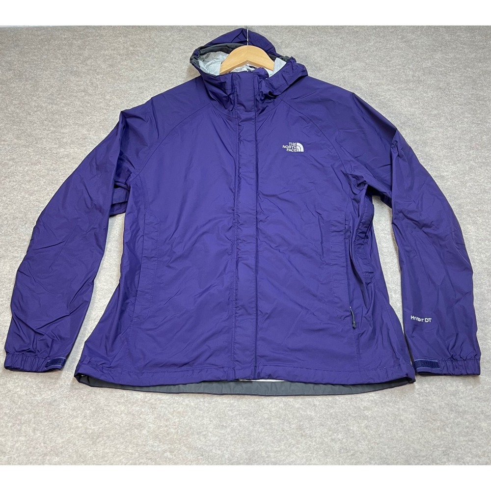 The North Face HyVent DT Rain Jacket Womens Large Hooded Waterproof Shell GUC